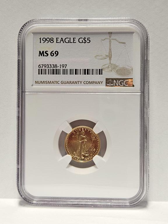 1998 American Eagle 1/10oz Gold Coin NGC MS69