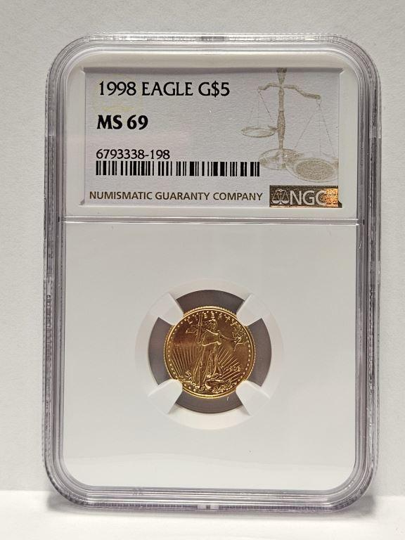 1998 American Eagle 1/10oz Gold Coin NGC MS69