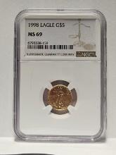 1998 American Eagle 1/10oz Gold Coin NGC MS69