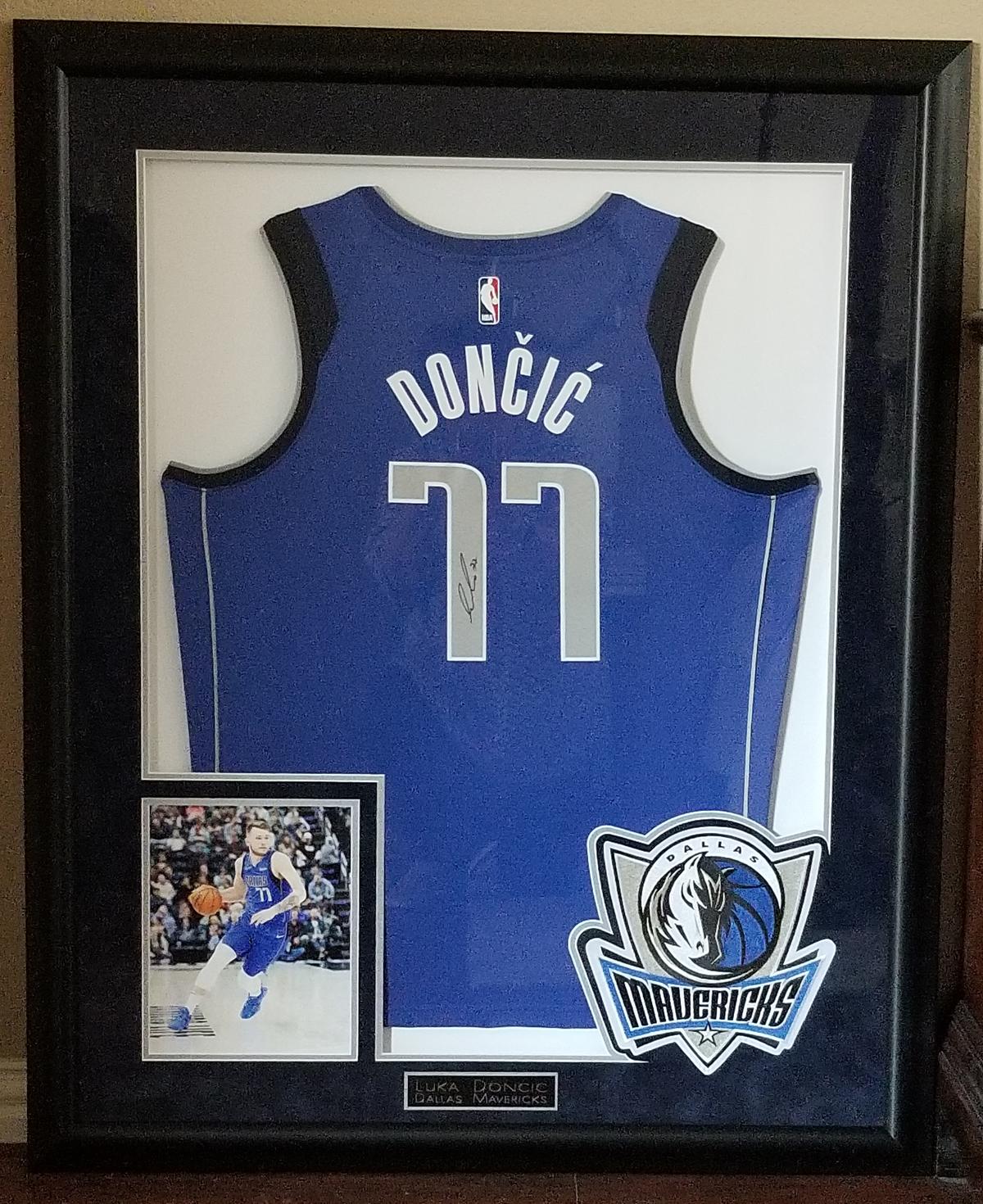 Luca Doncic Signed & Framed Mavericks Jersey