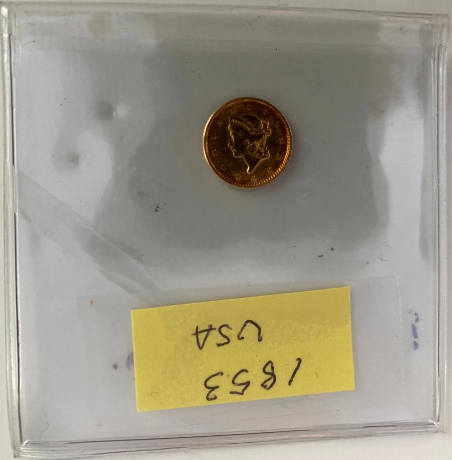 1853  $1 gold piece