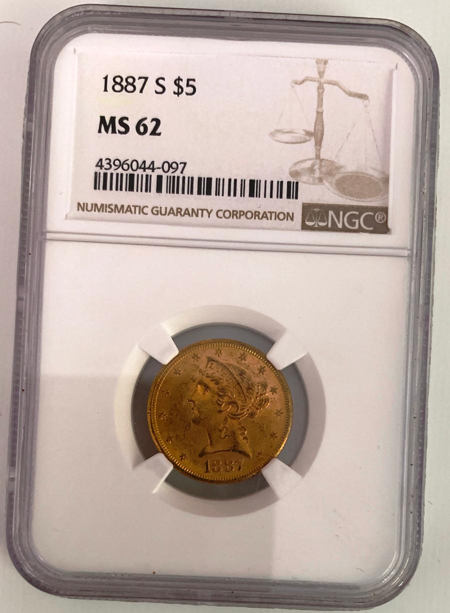 1887  $5 gold piece