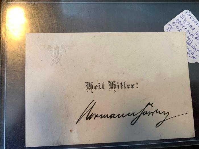 Herman Goering signature on calling card