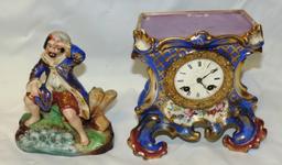 Very Early German 2 Piece Porcelain Clock