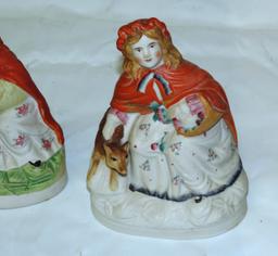 Lot of (8) Early Porcelain and Pottery Little Red Riding Hood Figures