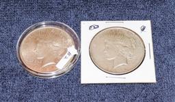 (2) Peace Silver Dollars