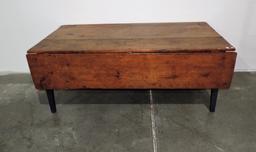 Antique Country Farm Table with Dropleaf and Drawer