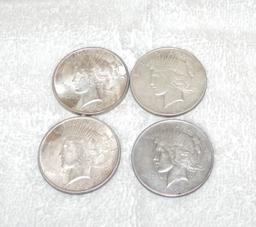 (4) 1922 Peace Silver Dollars