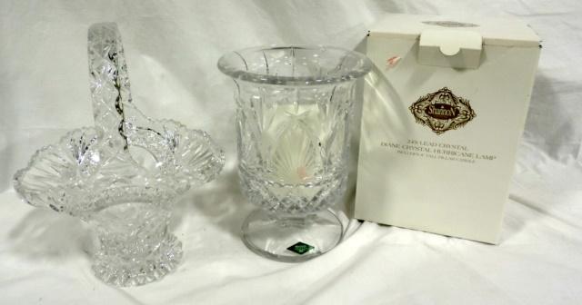 Shannon Crystal Vase In Box And Crystal Glass Basket