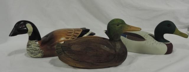 (3) Wood Hand Painted Duck Decoys