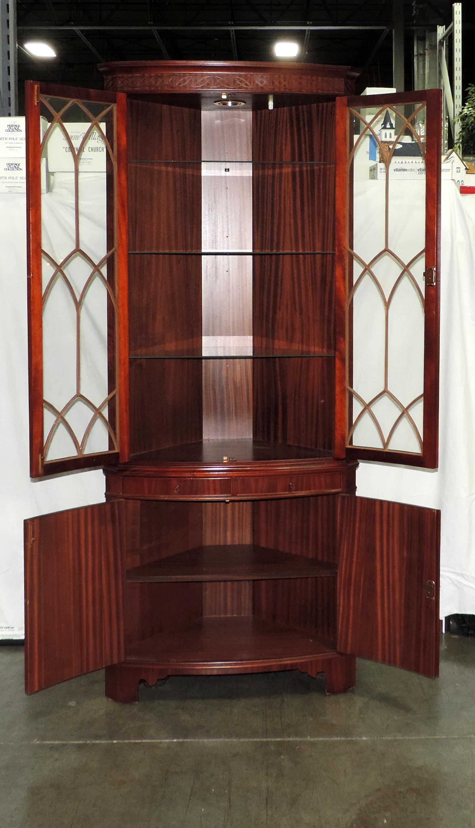 Federal Style Mahogany 2 Piece Corner Cabinet