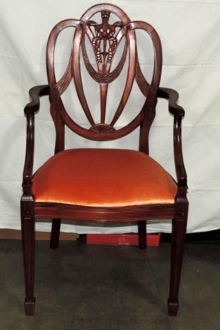 Carved Mahogany Hepplewhite Style Armchair