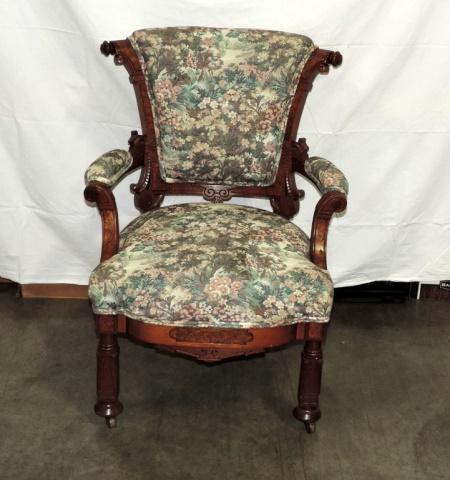 Victorian Walnut Parlor Armchair