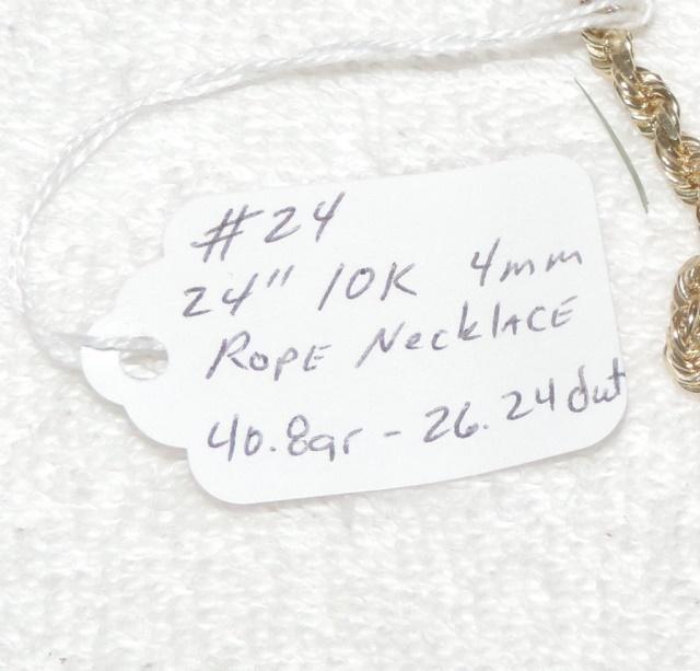 10 Kt. Gold 4mm Cut Rope 24" Necklace