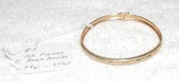 10 Kt. Gold Engraved Bangle Bracelet