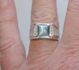 Gents Synthetic Star Sapphire and Diamond Ring