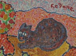 Joe Lafone Original Folk Art Cat Painting