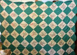 1940's-50's Handmade Southern State Bird Quilt