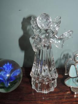 Glass Angel and Paperweight Lot