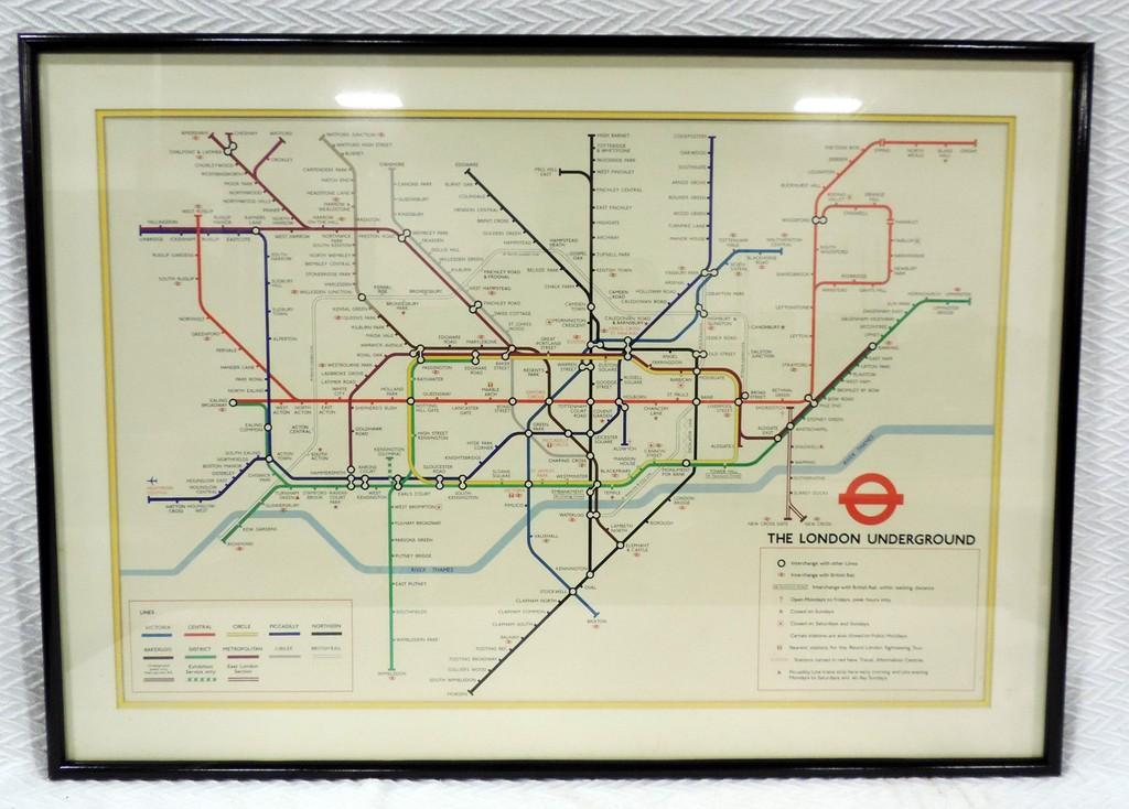 Framed Underground London Subway Map