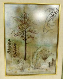 Signed Mixed Media Landscape Art Work In Frame