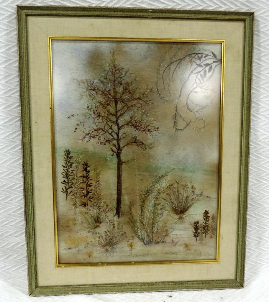 Signed Mixed Media Landscape Art Work In Frame