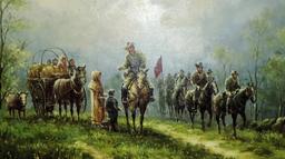 Oil On Canvas Confederate Solders Painting In Frame