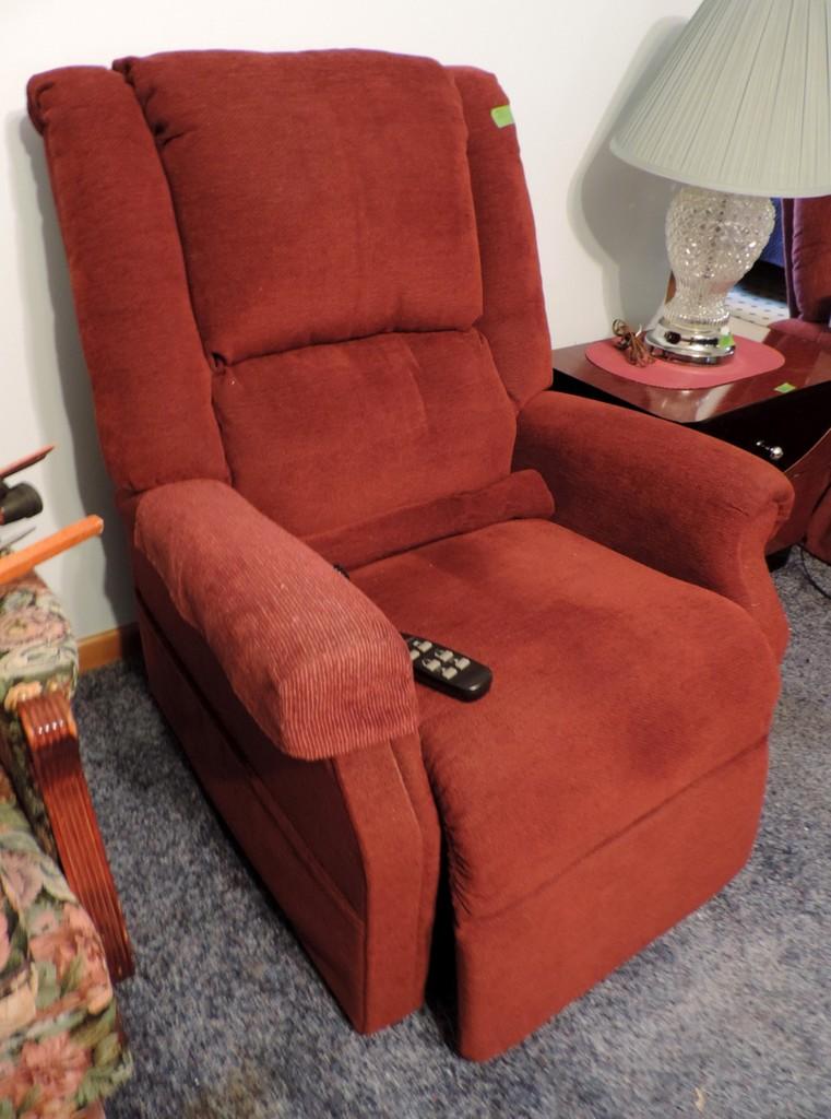 Burgundy Upholstered Lift Chair