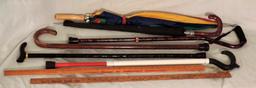 Group of Walking Sticks, Yard Sticks and Umbrellas