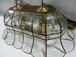 Brass & Clear Glass 8 Light Hanging Chandelier