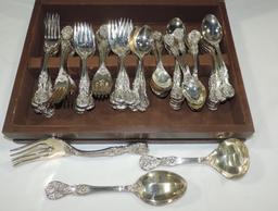 F. B. Rogers Silver-plate French Rose Pattern Flatware Service For 12 In Box