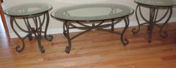 (3) Piece Metal, Tile, and Glass Table Set