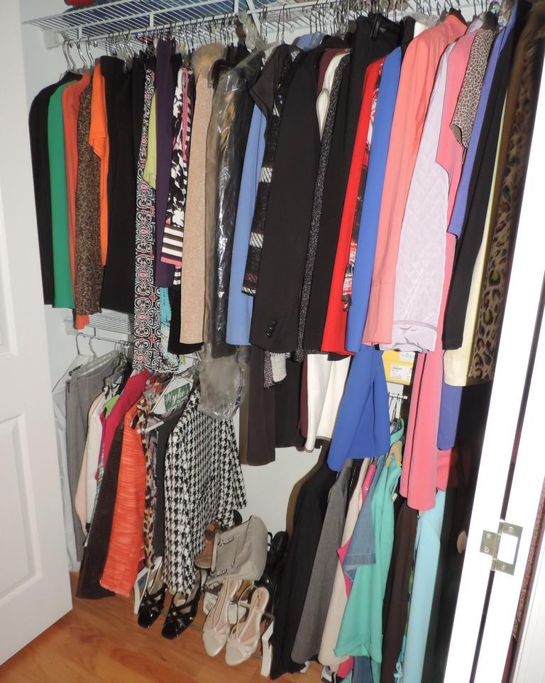 Closet lot of Nice Clean Ladies Clothes and Shoes