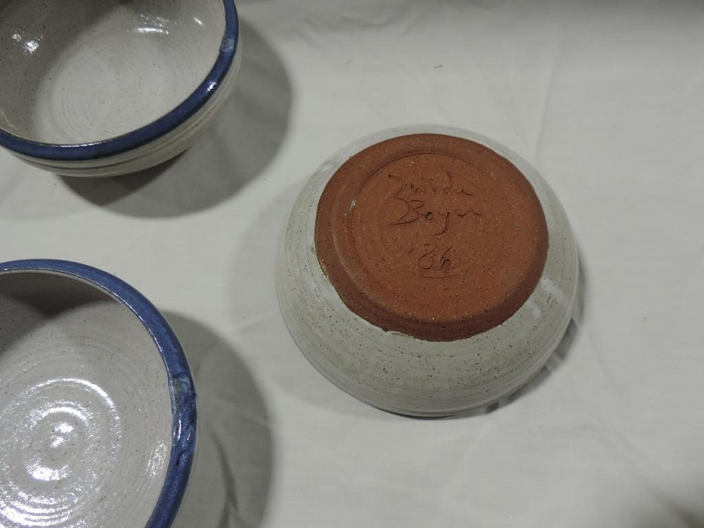6 Signed Studio Pottery Bowls & 4 Japan Ceramic Juice Glasses