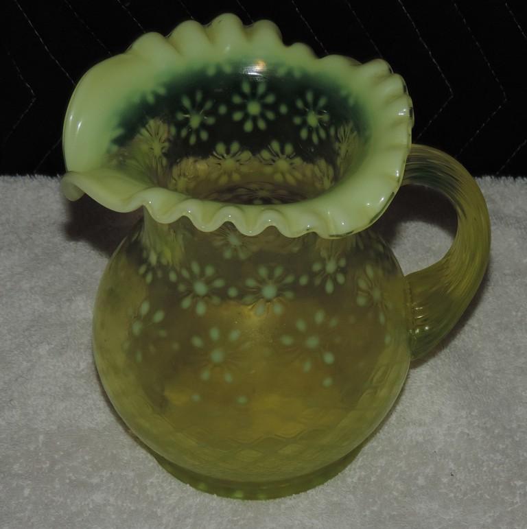 Fenton Vaseline Glass Water Pitcher