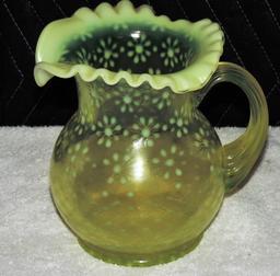 Fenton Vaseline Glass Water Pitcher