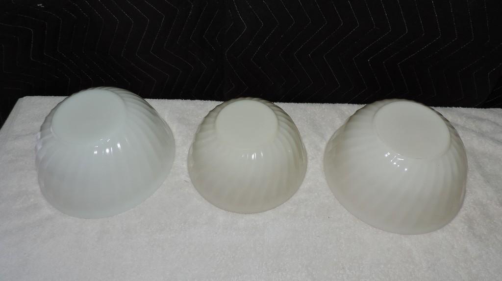 (3) Fire king White Swirl Bowls