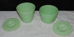 (2) Jadeite McKee Covered Bowls