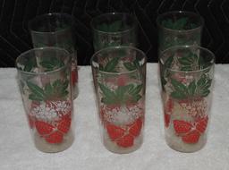 Set of (6) Vintage Strawberry Glasses