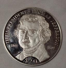 Thomas Jefferson .999 Silver Commerative Coin