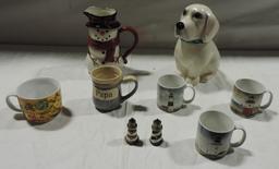 Ceramic Dog Cookie Jar, Coffee & Soup Mugs & Ceramic Pitcher