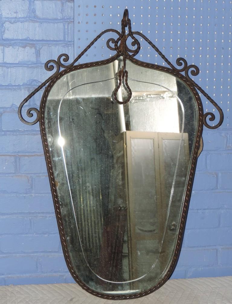 1920's Twisted Iron Frame Mirror