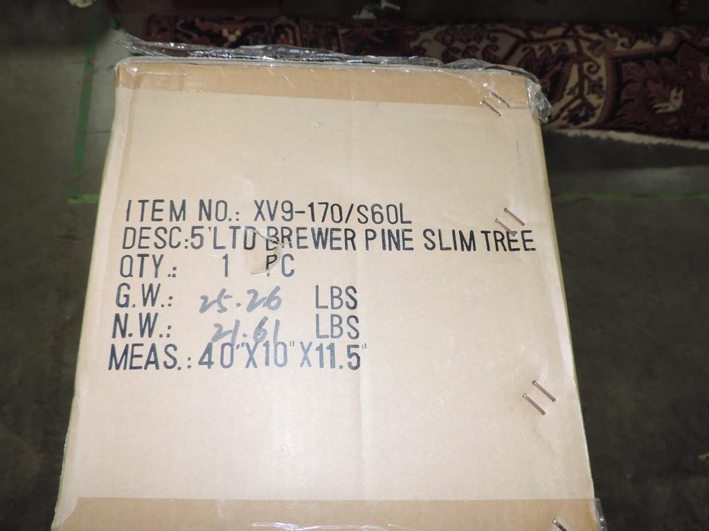 Brewer Slim Pine Christmas Tree In Box