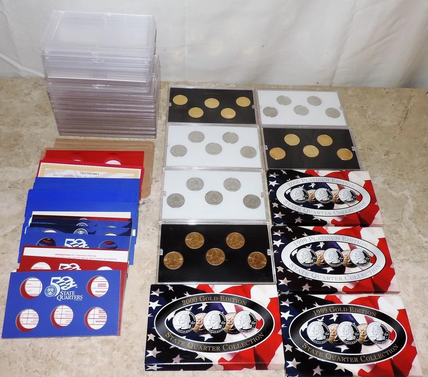 Lot of 10 State Quarter Sets and Supplies