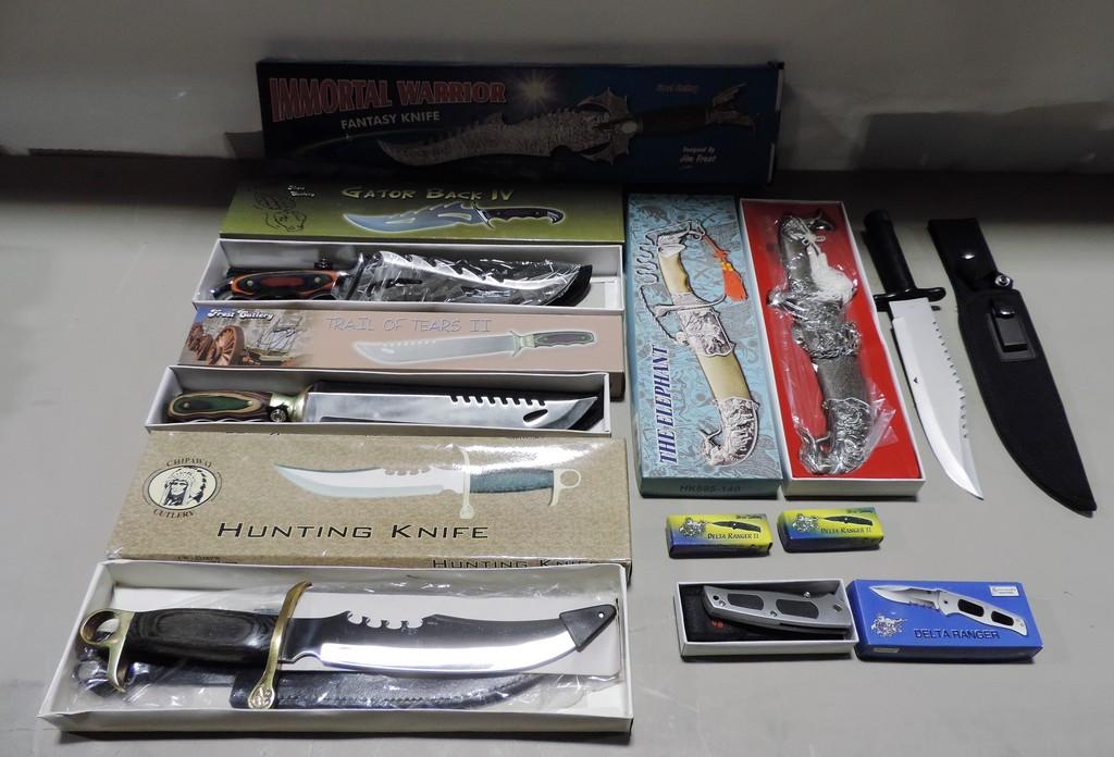 Box Lot Of New In Boxes Hunting & Survival Knives