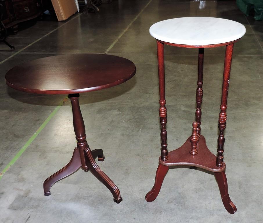 Mahogany Tilt Top Table & Marble Top Stand
