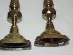 Pair of signed Brass English Period Candlesticks