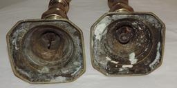 Pair of signed Brass English Period Candlesticks