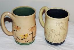 Pair of Winton Rosa Eugene Pottery Mugs