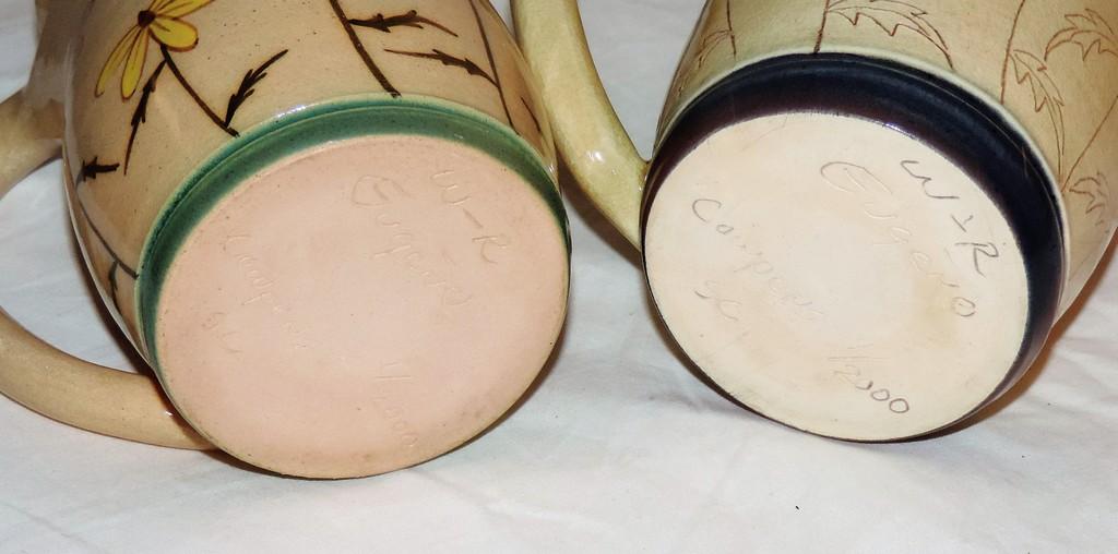 Pair of Winton Rosa Eugene Pottery Mugs